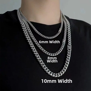 Detailed comparison of 6mm, 8mm, and 10mm silver Cuban link chains for men and women