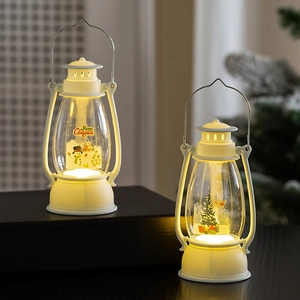Christmas LED Lantern Decorative Light Vintage PP PET Plastic Portable Night Lamp Ornament For Xmas Home Party Decor