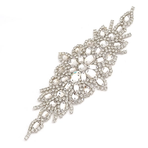 9-piece set of silver rhinestone appliques for wedding belts and bridal dress decoration