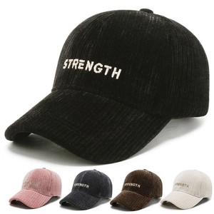 Corduroy Baseball Cap Strength Letter Embroidery Retro Adjustable Casual Hat For Men Women