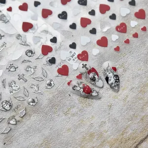 Ultra-thin 5D nail art decals featuring cupid angels and heart designs for DIY manicure