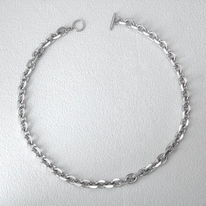 Polished silver stainless steel OT toggle clasp chain necklace for men and women
