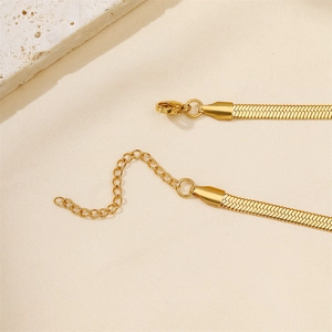 18K gold plated stainless steel snake chain anklet with lobster clasp and extender chain