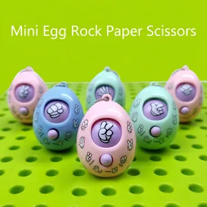 Mini Rock Paper Scissors game keychain with colorful egg-shaped portable puzzle toys
