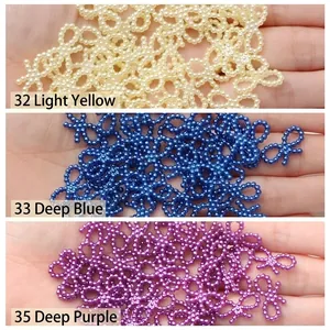 DIY pearl bow beads in light yellow, deep blue, and deep purple resin for hair accessories
