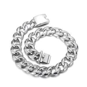 Bold Thick Wide Cuban Link Chain Necklace For Men 316L Stainless Steel Polished Smooth Twisted Jewelry Streetwear
