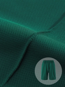 Macro texture of green breathable mesh fabric on heavy pineapple grid shorts
