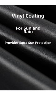 Detail of high-density black glue coating on folding umbrella for UV protection