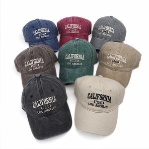 Vintage washed cotton baseball caps in 8 colors with California 1850 embroidery