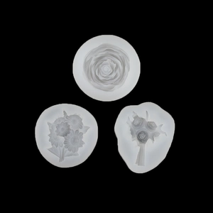 Three-piece floral silicone mold set for DIY peony and sunflower candles and soap