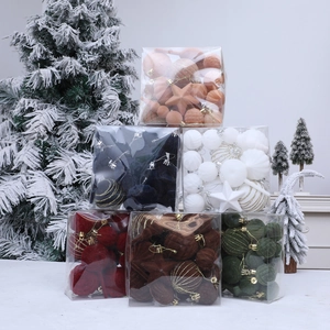 Beflocktes Weihnachtsball-Set in verschiedenen Farben für festliche Baumdekorationen