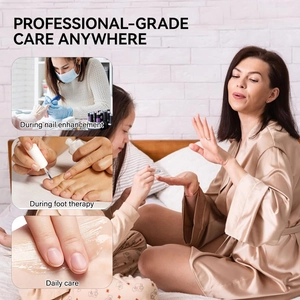 Professional nail cuticle oil for growth and repair shown in multiple daily care scenarios