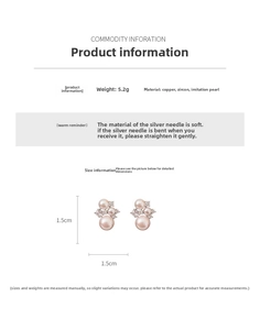 Detail of pink pearl earrings with cubic zirconia, weighing 5.2g, 1.5cm x 1.5cm size