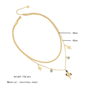 Double-layer stainless steel snake necklace details with length and weight specs