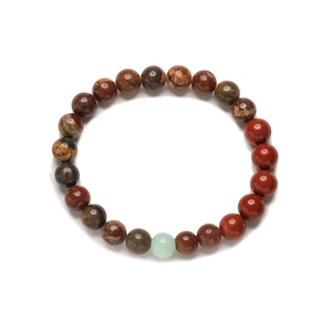 Top view of natural stone solar system bracelet with eight planets multi-colored beads