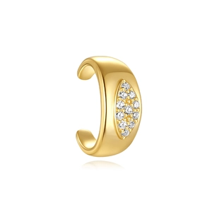 Macro shot of gold silver ear cuff with marquise-shaped clear cubic zirconia inlay