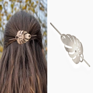 Alloy Leaf Hair Stick Hollow Monstera Leaf Metal Hairpin For Women Minimalist Elegant Hair Jewelry Styling Accessories