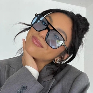 Square Sunglasses Double Bridge PC Frame Metal T Decoration UV400 Protection Retro Fashion Eyewear For Men Women