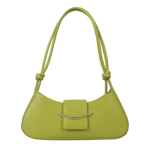 Modern light green avocado underarm handbag with gold metallic crescent detail
