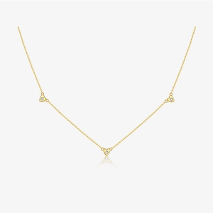 Elegant s925 silver heart necklace in gold with three zircon heart charms for women