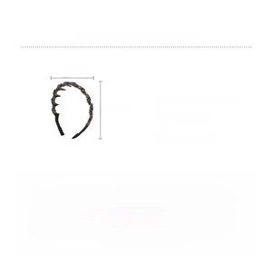 Size guide for wavy acrylic headband with diamonds showing dimensions 15.5cm by 14cm