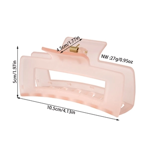 Matte peach macaron hair claw clip for thick hair with rectangular hollow design