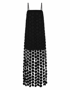 Detailed view of French hollow dot dress with 3D embossed texture and delicate straps