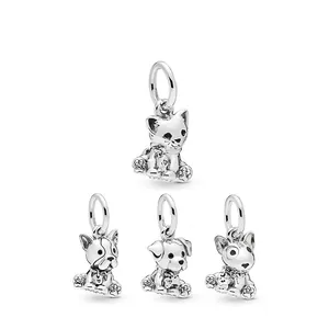 Charming alloy animal paw beads featuring cute cat and dog designs for DIY charm bracelets