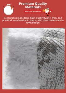 Detail of white faux fur and grey snowflake knitted fabric for Christmas tree skirt