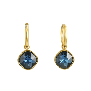 18K vergoldete Edelstahl-Ohrringe mit quadratischen tiefblauen Zirkon-Anhängern