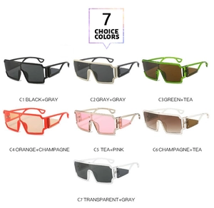 Selection of retro square oversized sunglasses in seven diverse fashion colors