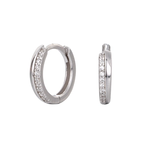 Élégantes boucles d'oreilles créoles en argent 925 avec zircons scintillants de style épuré