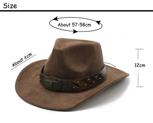 Guida alle taglie cappello da cowboy in camoscio marrone con fibbia a teschio e borchie