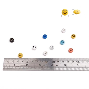 Colorful acrylic smiley face round beads 10mm size measurement for DIY jewelry making