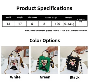 Detailed comparison of crossbody box bags with chain straps and retro female portrait prints