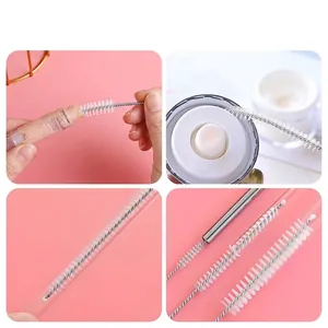Jeu de brosses de nettoyage pour pailles et biberons avec manche en acier inoxydable