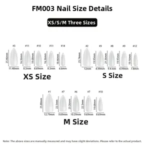 Detailed size guide for French leopard press-on nails with 3D cherry designs
