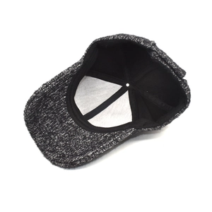 Thick warm dark grey tweed baseball cap for women featuring insulated winter fabric