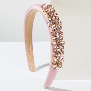 Rosa Satin-Haarreifen im Barock-Stil mit funkelnden Strasssteinen und gepolstertem Design