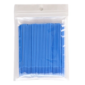 Confezione da 100 micro bastoncini di cotone monouso con manico blu per ciglia