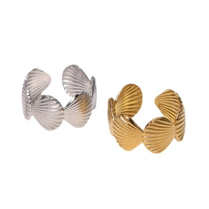 Eleganti anelli aperti a forma di conchiglia in oro 18 carati e argento per donna