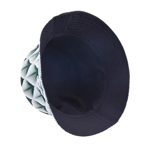 Double-sided bucket hat with green wave patterns and black inner lining for sun protection