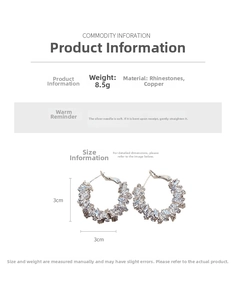 Detailed view of geometric hoop earrings with rhinestones and 925 silver needles