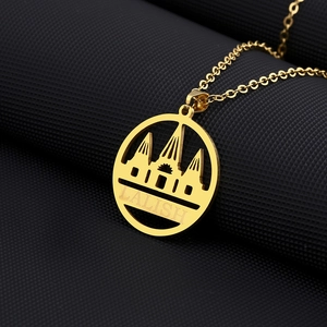 Gold stainless steel Lalish pendant necklace with cutout design for men and women