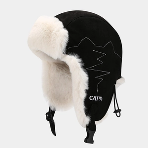 Chapeau de trappeur en suédine avec doublure pelucheuse et protège-oreilles pour l'hiver