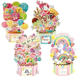 3D pop-up greeting cards set with colorful paper art designs for kids and holidays