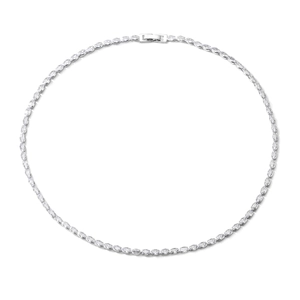 Classic silver tennis necklace featuring marquise-cut marquise-cut cubic zirconia in 18k gold