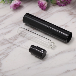 10ml refillable travel perfume atomizer with glass inner bottle and black shell spray set