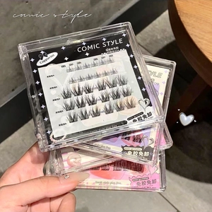 Detail view of Cappuvini comic style glue-free false eyelashes in segment 02 design