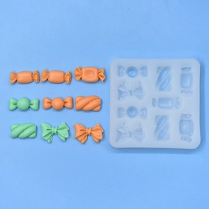 9-cavity candy and bow shape silicone mold for DIY cake mousse and chocolate baking
